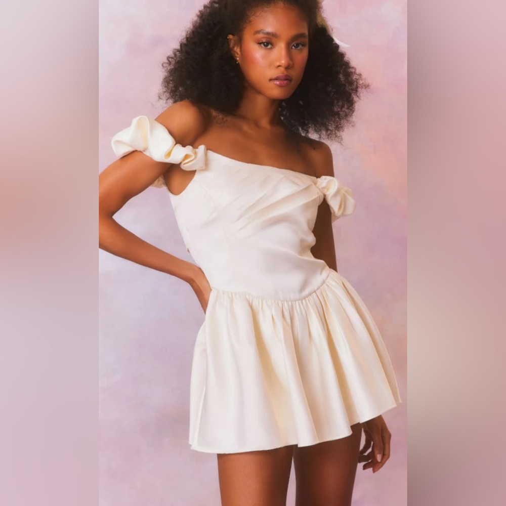 Cailey Off-The-Shoulder Draped Mini Dress